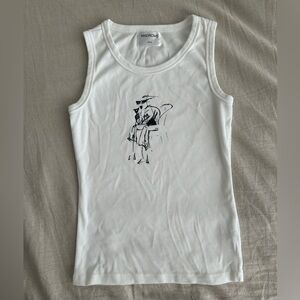 Casual White Graphic Tank Top